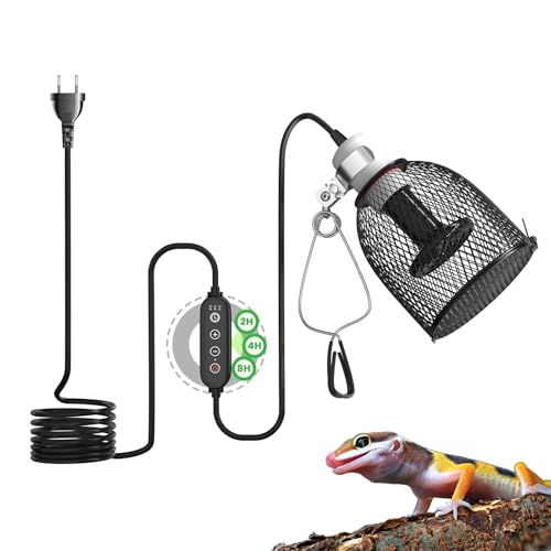 GlowUp Lámpara Térmica para Reptiles con temporizador, Lámpara para Tortuga con 1 Bombilla de Calor de Cerámica 75W para reptiles, tortugas, camaleones