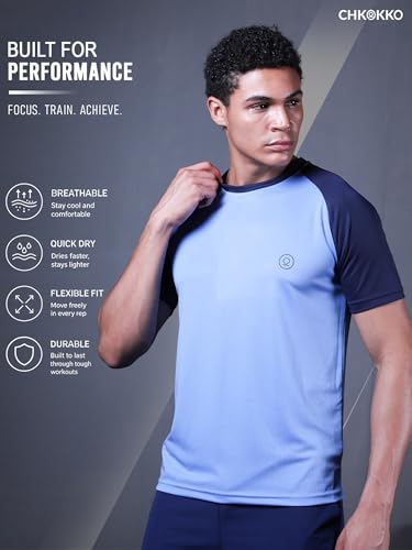 Image of CHKOKKO Gym T Shirts for Men Workout Quick Regular Dry Fit Sports Tshirt for man Breathable Moisture-Wicking Half Sleeve Round Active wear Running Boys T Shirt