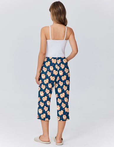 Image of Ekouaer Womens Pajamas Pants Capri Pj Bottoms with Pockets Sleep Pants | Comfy Drawstring Printed Soft Lounge Pants for Home, Daliy Wear
