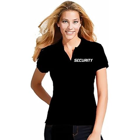 Coole-Fun-T-Shirts Security Damen Poloshirt + Cap ! Druck vo+hi ! schwarz Gr.M Cover