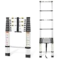 RIKADE Telescoping Ladder 8.5 ft & Attic Ladder, Heavy Duty Aluminum with Non-Slip Feet, 330 lb Capacity for RV, Attic, Loft & Multi-Surface Use