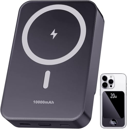 Magnetic Portable Charger,Power Bank 10000mAh with PD 20w Fast Charging, USB C in&Out Battery Pack, Compatible with Mag-Safe for iPhone 12/13/14/15/16 Pro/Pro Max Series, Samsung, Android, and More