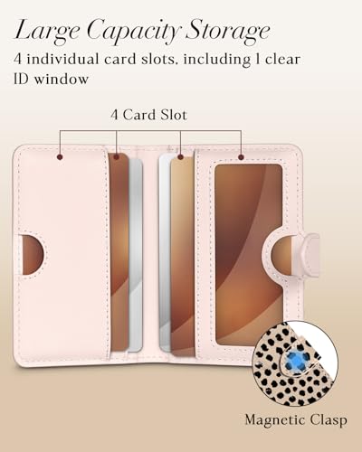 Image of Shorogyt for Magnetic Phone Wallet Compatible with Magsafe Card Holder - Luxury Slim Leather Mag Wallets for Women Fit 4 Cards, for iPhone 17 /16 /15 /14 /13 /12 Series for Apple RFID Magnet, Almond Latte