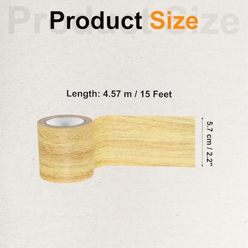 Image of PATIKIL Wood Grain Tape 2.2 inch x 15 Ft, Self-Adhesive Wood Texture Repair Tape Realistic Wood Effect Contact Paper Patch for Furniture Cabinets Floor Walls Home Decoration, Yellow Oak