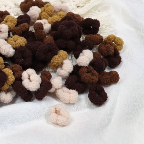 Image of 500PCS Small Baby Hair Ties,Cotton Toddler Hair Ties for Girls, Kids Seamless Hair Bands,Girls Elastic Ponytail Holders,Brown