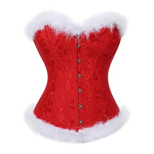 Bustier Top Vita Corsetto Overbust Corsetto Donna Rosso Corsetto Donna Natale Rosso Corsetto Top Stampa Floreale Bustier Corsetto Top Slim Body per Festa di Natale Grebrafan Corsetto, Rosso, 4XL