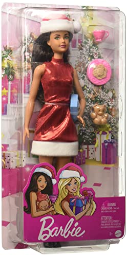 Muñeca Barbie Santa con Vestido Rojo y Sombrero Blanco miniatura 3