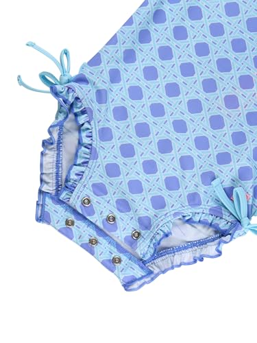 Image of RuffleButts Baby Girls UPF 50+ Sun Protection Floral Printed Long Sleeve One Piece Rash Guard Swimsuit with Zipper