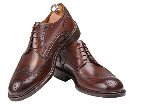 Zapatos italianos hechos a mano Derby Full Brogue - StSi - Orciano, color Marrón, talla 40 2/3 EU