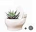 MONMOB Ceramic White Toilet Plant Pot/Bonsai Pot/Flower Pot/Succulent Planter 4.6