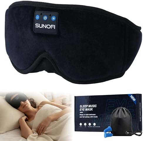 Sleep Headphones Bluetooth 5.4, 3D Sleep Mask with Ultra-Thin HD Stereo Speakers, Wireless Music Eye Mask Headphones for Side Sleepers, Travel, Relaxation