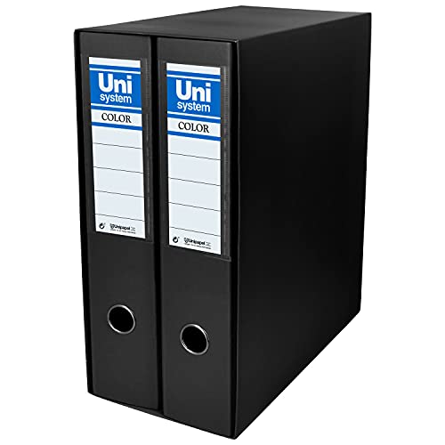 Unisystem 92329. Módulo de 2 Archivadores de Palanca 65mm, Color Negro, Formato A4