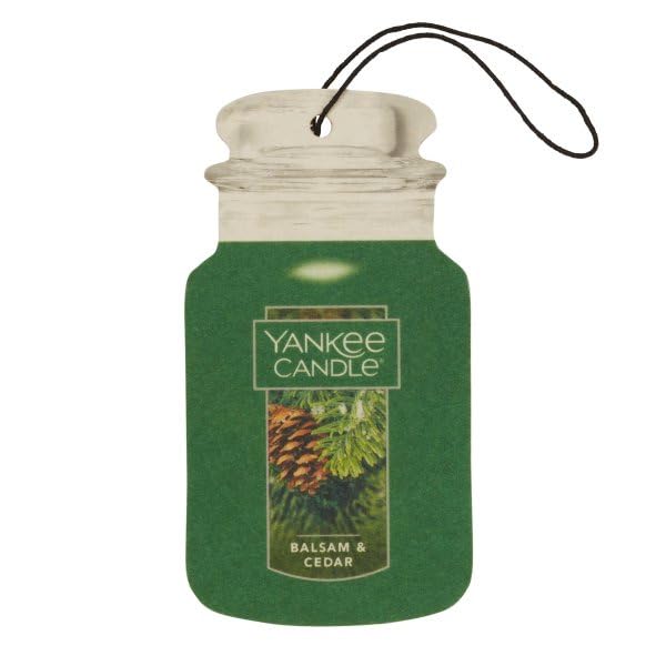 Image of Yankee Candle Classic Paper Car Jar Air Freshener, Hanging Car Freshener, Long Lasting Car Fragrance, Balsam & Cedar, Christmas Cookie, 3 Each (Christmas Comforts Variety Pack)