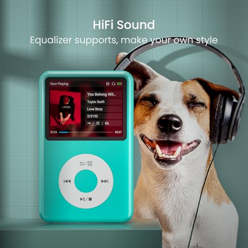 Image of Mp3 Player with Bluetooth Y1 Portable Music Digital Players Supports Playlist Audiobook Video Nice Gadget for Kids Green