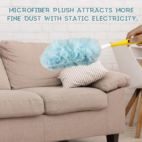 Image of 50pcs 360 Dusters Refills for Swiffer Dusters with 4X Microfibers,Blue Heavy Duty Efficient Duster Kit Disposable Dusters Refills with 1 Handle for Cleaning Furniture, Blinds, Ceiling Fans, Pet Hair