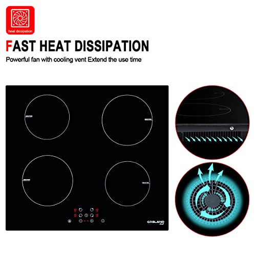 24" Built-In Induction Cooktop, Gasland Chef Ih60Bf 240V Electric Induction Hob, Drop-In 4 Burner Induction Stovetop, 9 Power Levels, Sensor Touch Control, Child Safety Lock, 1-99 Minutes Timer #TOP3
