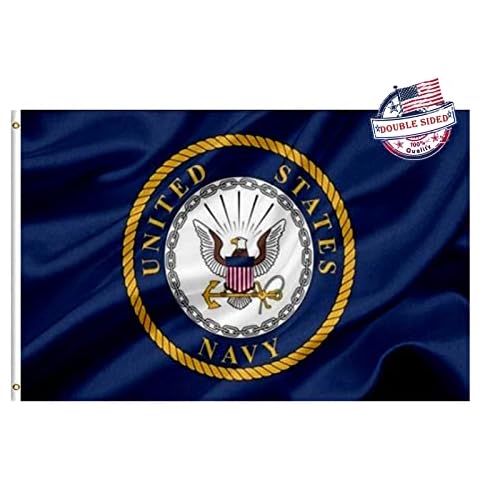 Mosprovie Navy Emblem Military Flag 3x5 Outdoor Double Sided- Heavy Duty 3ply United States Navy Flags Super Durable USN Flags 4 Rows Stitched Edge Canvas Header with 2 Brass Grommets Cover