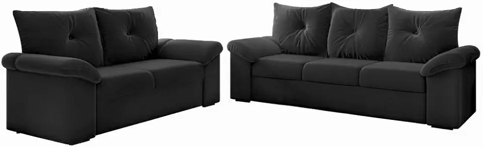 Conjunto de Sofá 2 e 3 Lugares Taurus Veludo Cinza