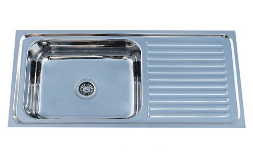 Image of CROCODILE 304 GRADE Stainless Steel Single Bowl Kitchen Sink with Drainboard (45 inch x 20 inch x 9 inch Single Bowl + Drainboard, Glossy)