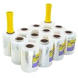 ' 12-Pack ' Mini Stretch Wrap Roll with Handle | 5 inch x 1000ft x 12 pcs | Shrink Wrap Roll | Stretch Wrap for Moving | Plastic Wrap for Moving | Stretch Film Wrap for Moving | 5 inch Stretch Wrap |