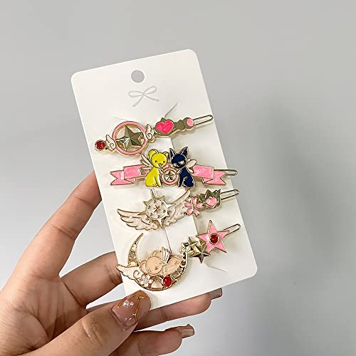 Cardcaptor Sakura Hair Clips Set - 4Pcs Anime Designed Metal Hair Claw And Hairpin Clip Set, Anime Hair Styling Accessories Gift For Girl Women (Hairpins B) #TOP2