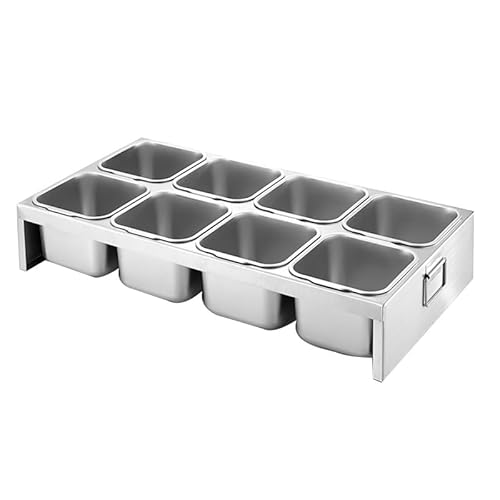 WDSOPK Pizza Topping Station, Stainless Steel Condiment Seasoning Containers with Compartment Trays for Prepping Ingredients and Toppings, Pizza Accessories Outdoor (Silver a)