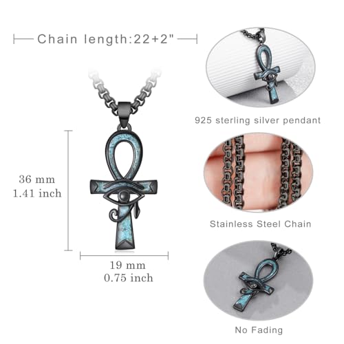Ankh Necklace 925 Sterling Silver Turquoise Ankh Necklace Protection Egyptian Jewelry Gifts for Men Women4