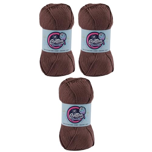 Image of NESTNHAVEN Cotton Candy 100% Cotton Yarn - (100g, 185 Meters) - Luxury Yarn for Crochet, Amigurumi, Embroidery, Toys, Garments, Flowers and Hobby, Projects. (Dark Brown) | (300 Gm)