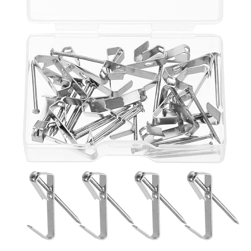 Image of uxcell 40 Pcs Picture Hangers, 10lb 20mm Picture Hanging Kit Picture Hanging Hooks Picture Hooks for Wooden Wall or Drywall Frame Painting Art Photo(20 Hangers + 20 Nails), Silver