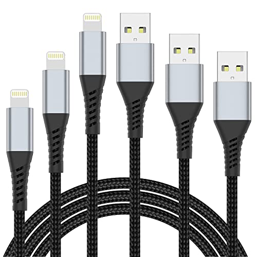 USB Kabel 50CM Charger Ladekabel 3Pack, Nylon Fast Charging Kabel for 14 13 12 11 Pro Max Mini 10 8 7 Plus XR XS SE, iPad Air Mini