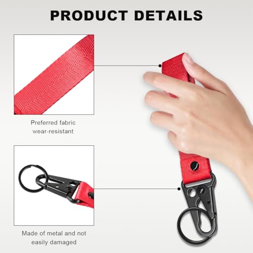 Image of Wevdn Car Key Chain, Fabric Metal Practical Multifunctional Motorcycle Keychain, Anti-Lost Keychain with O-Ring for Men Women (Red)