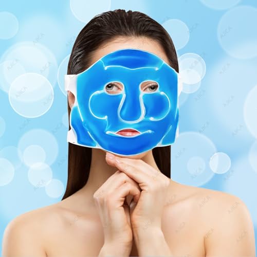 Image of Aqua Ice Face & Eye Cooling Gel Pad and Aloe Vera Gel Mask Ice Pack for Face and Eye Patches Remove Dark Circles, Fatigue Cool Eyes Patch Pads Eye Care | Facial Skin Refresh Face Mask for Hot & Cold Therapy (Aloe Face Mask, Blue Hole Eye Mask)
