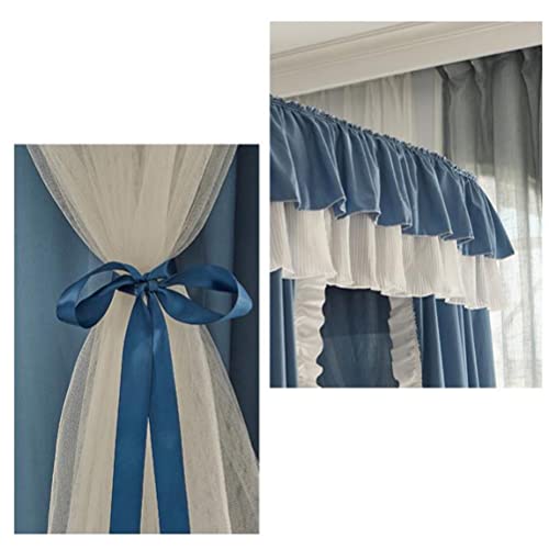 Mosquitera con dosel para cama doble cortina opaca azul 120x200 decoración dormitorio de niñas 3