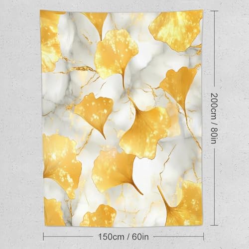 Tapiz colgante vertical de ginkgo, decoración de pared estética efecto mármol 2