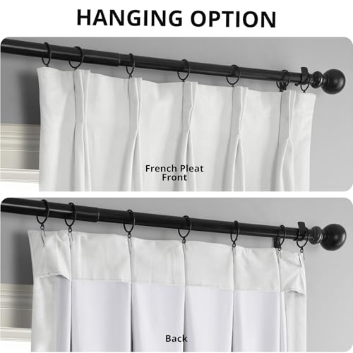 Image of HPD Half Price Drapes Velvet Blackout Curtains /Drapes - 108 Inches Long 1 Panel Blackout Curtain Signature Pleated for Living Room & Bedroom - 25W X 108L, Primary White