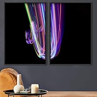 2 Piece Framed Canvas Wall Art Abstract Colorful Digital Art Lights Canvas Prints Home Artwork Decoration for Living Room,Bedroom - 16