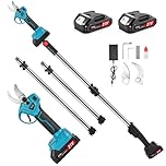 Sécateur Électrique Sans fil 35mm-2.6M Perche Télescopique-Secateur Electrique avec affichage LCD, 2 x 2.0 Ah Batteries, pour Jardinage, Vigne, Arbre Fruitier,Hedge, Arbre