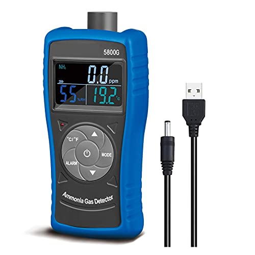 Monitor de Calidad del Aire Detector de monitoreo de Gas de amoniaco 0-100ppm Detector de partículas medidor con USB Batería de Recarga for la Industria, hogar, Granjas de Aves de Corral.