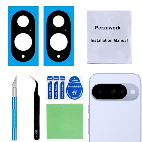 Perzework 2 Set Back Rear Camera Lens Glass Replacement for Google Pixel 10 with pre-Installed Adhesive and Reparing Toolkit