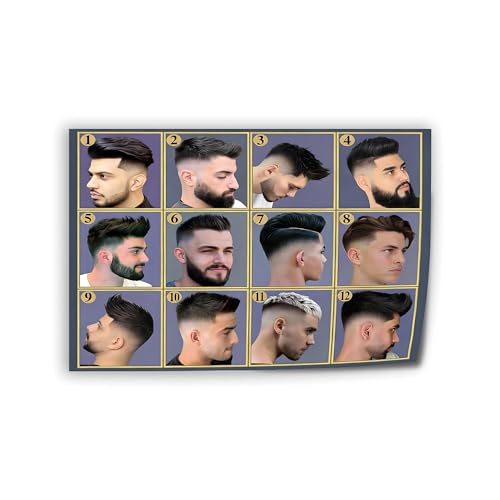 Men's Haircut Poster, Barber Shop Hair Styles Chart, Professional Hairstyle