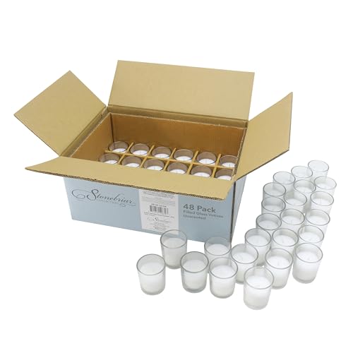 Image of Stonebriar 12 Hour Long Burning Unscented Wax Filled Votive Holders, 96 Pack, White