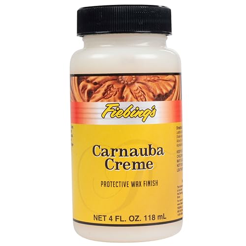 Fiebing's Carnauba Wax (4 oz) - Protective Leather Wax Creme Resists Fingerprints & Scuff Marks - Flexible, High Gloss Top Coat Finish to Restore Smooth Leathercraft, Car Seat, Boot, Shoe, Purse