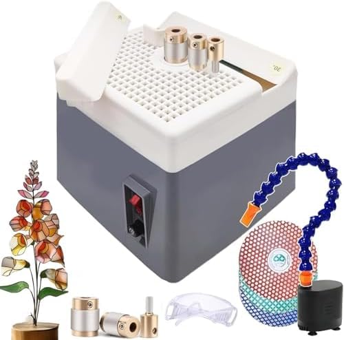 Kit portátil de amoladora de vidrieras de 60 W con broca de diamante | Discos de arena, herramienta de ángulo de bomba de circulación de agua - Mini herramienta de molienda de bricolaje(Grey)