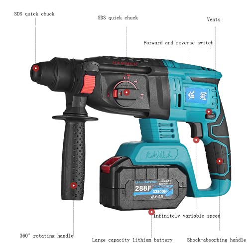 SXTYMV Bohrhammer Schlagbohrmaschine Abbruchhammer BüRstenloser MittelgroßEr Elektrischer Hammer Hochleistungs-Hammer… – Bild 8