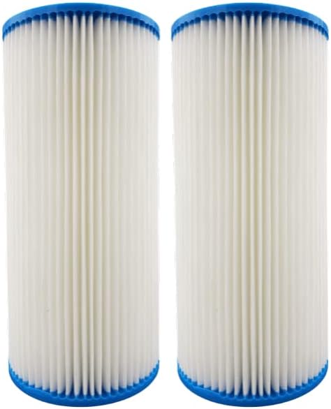 Cartucho de repuesto de filtro de agua plisado de flujo completo de 10 x 4.5 pulgadas para toda la casa, paquete de 2