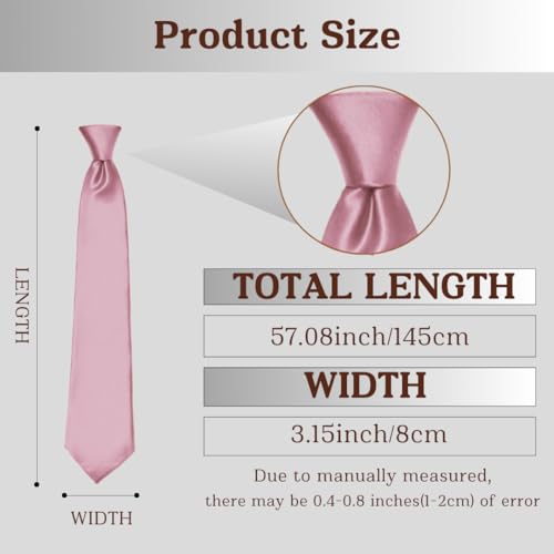 Image of WOXVM Men's Ties Classic Solid Satin Tie Pure Color 3.15 inch Mens Necktie, Premium Formal Black Ties For Men Business & Wedding