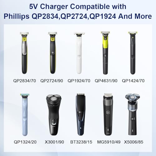 Image of ZORBES 5V Type-C Shaver Adapter Charging Converter for Philips Norelco OneBlade QP2724 QP2834 QP4530 QP1924 QP1324 MG7910 MG9510 S5880 X3001 X5006 Series, Portable Type-C Shaver Charger Plug