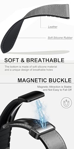 Image of ACM Watch Strap Leather Magnetic Silicone 22mm compatible with Oneplus Watch 2r Smartwatch Belt Luxury Band