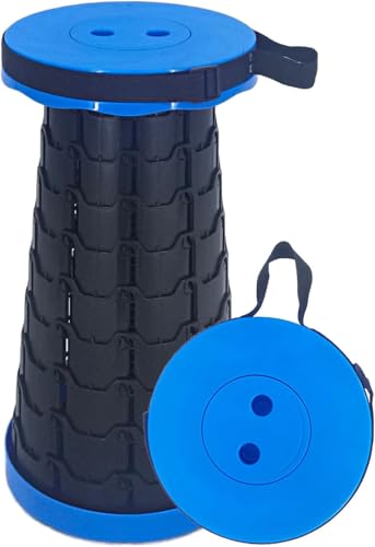 折りたたみ椅子 伸縮式 アウトドアチェア 折り畳み式 キャンプ椅子 キャンプスツール 軽量 防水 持ち手付き 持ち運び便利開閉 耐荷重200KG 釣り/観戦/花火大会/屋内/屋外用 (ブルー) [並行輸入品]