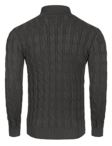Jinidu Men's Slim Fit Turtleneck Sweater Casual Twisted Knitted Pullover Sweaters #TOP2